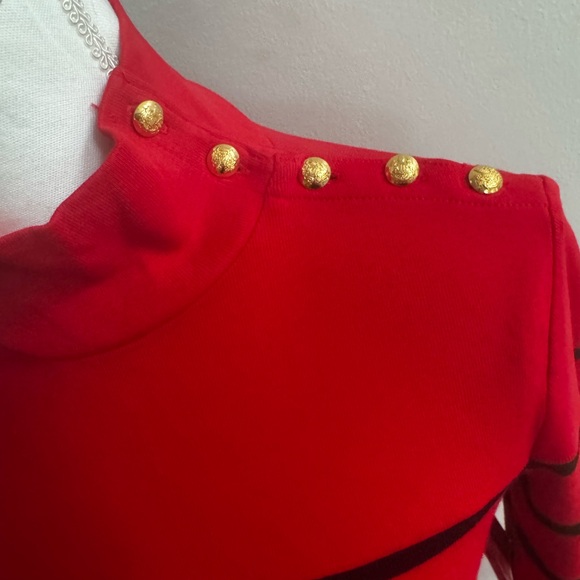 Ralph Lauren Bold Red and Blue Long Bell Sleeve Dress - Picture 3 of 10